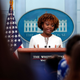 White House Press Secretary Karine Jean-Pierre speaks during the daily press briefing at the White House, September 08, 2022, in Washington, DC. Jean-Pierre said President Biden’s thoughts are with Queen Elizabeth II and the family. (Photo by Kevin Dietsch/Getty Images)